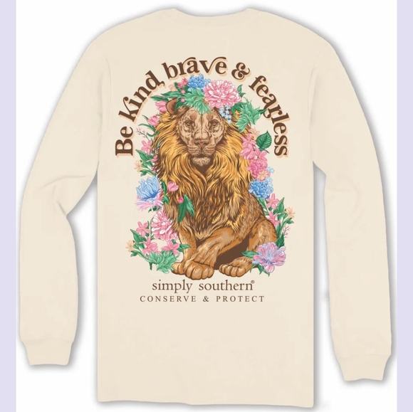 NWT Simply Southern Be Kind, Brave & Fearless Neutral Lion Floral - Picture 1 of 9
